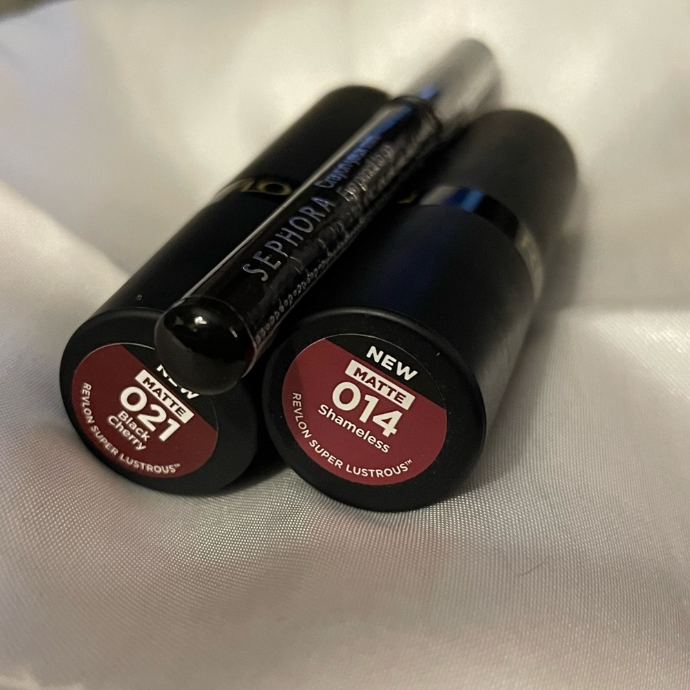 NWT Revlon Bundle: 021 Black Cherry & 014 Shameless & Sephora Eyeliner